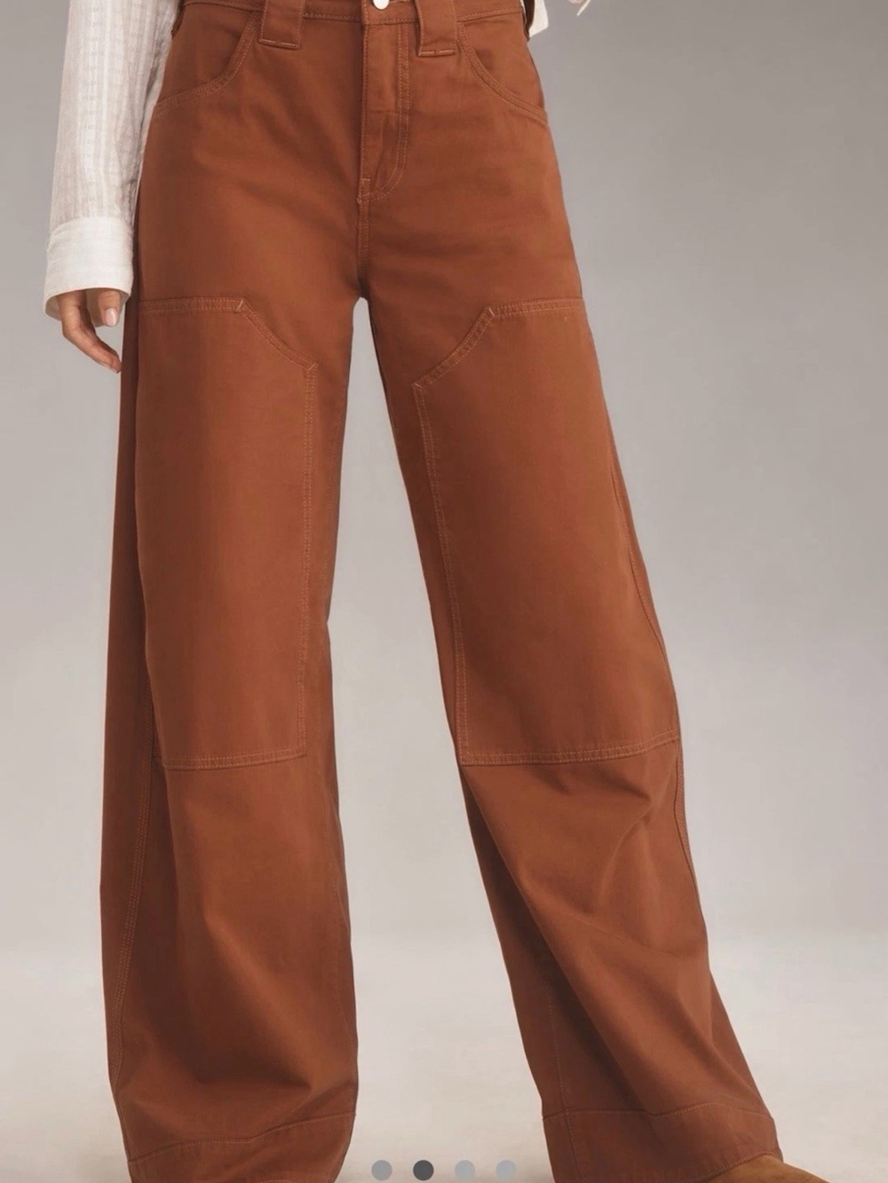 Anthropologie Pilcro Puddle Curve Wide Leg Pants Brown Sz 31 Baggy Slouchy - Picture 3 of 13